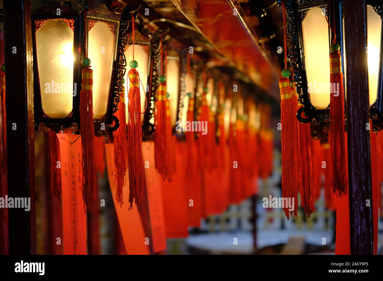 China Hong Kong colorful Chinese temple lamps Stock Photo Alamy