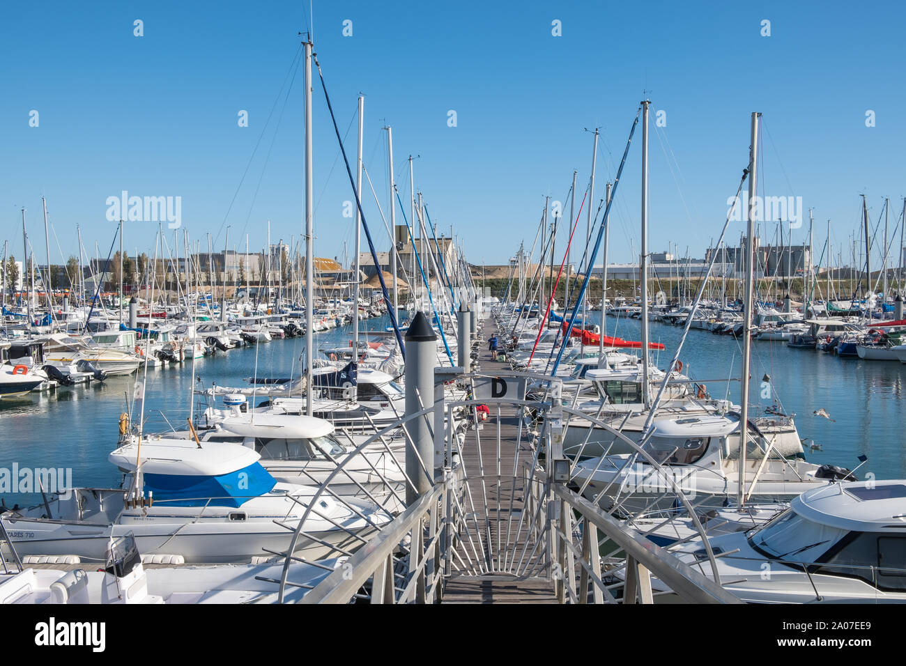 Yachts moored in the harbour at Les Sables d'Olonne in the Vendee area of Western France Stock Photo
