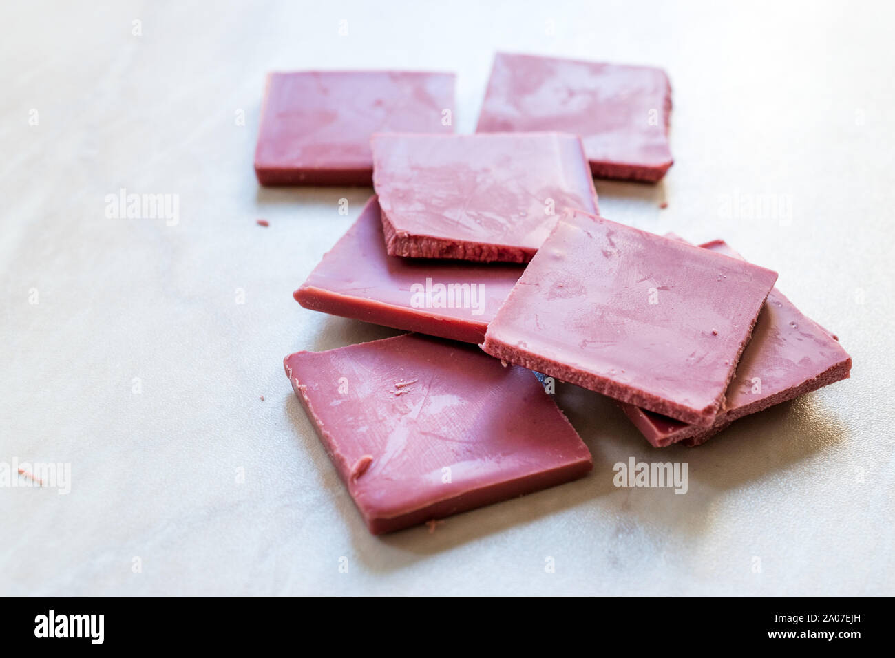 Ruby Chocolate Pieces. New Type of Processing Cocoa Beans. Sweet Snacks ...