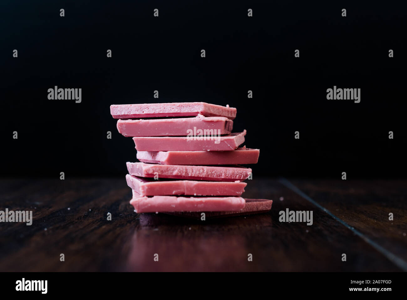 Ruby Chocolate Pieces. New Type of Processing Cocoa Beans. Sweet Snacks ...