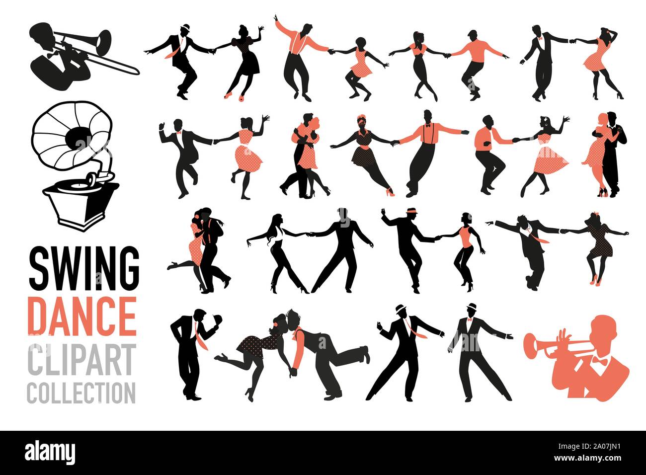 Swing dance clipart collection. Set of swing dancers isolated on white  background Stock Vector Image & Art - Alamy