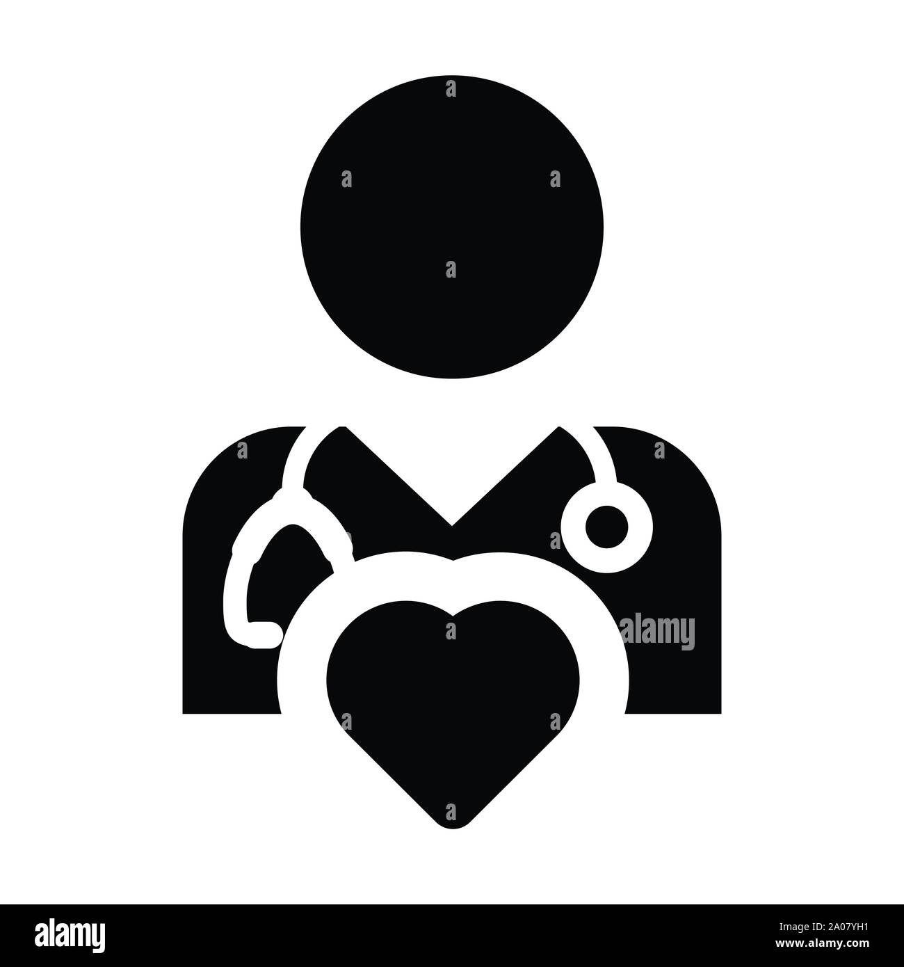 Heart icon vector male doctor person profile avatar with stethoscope ...