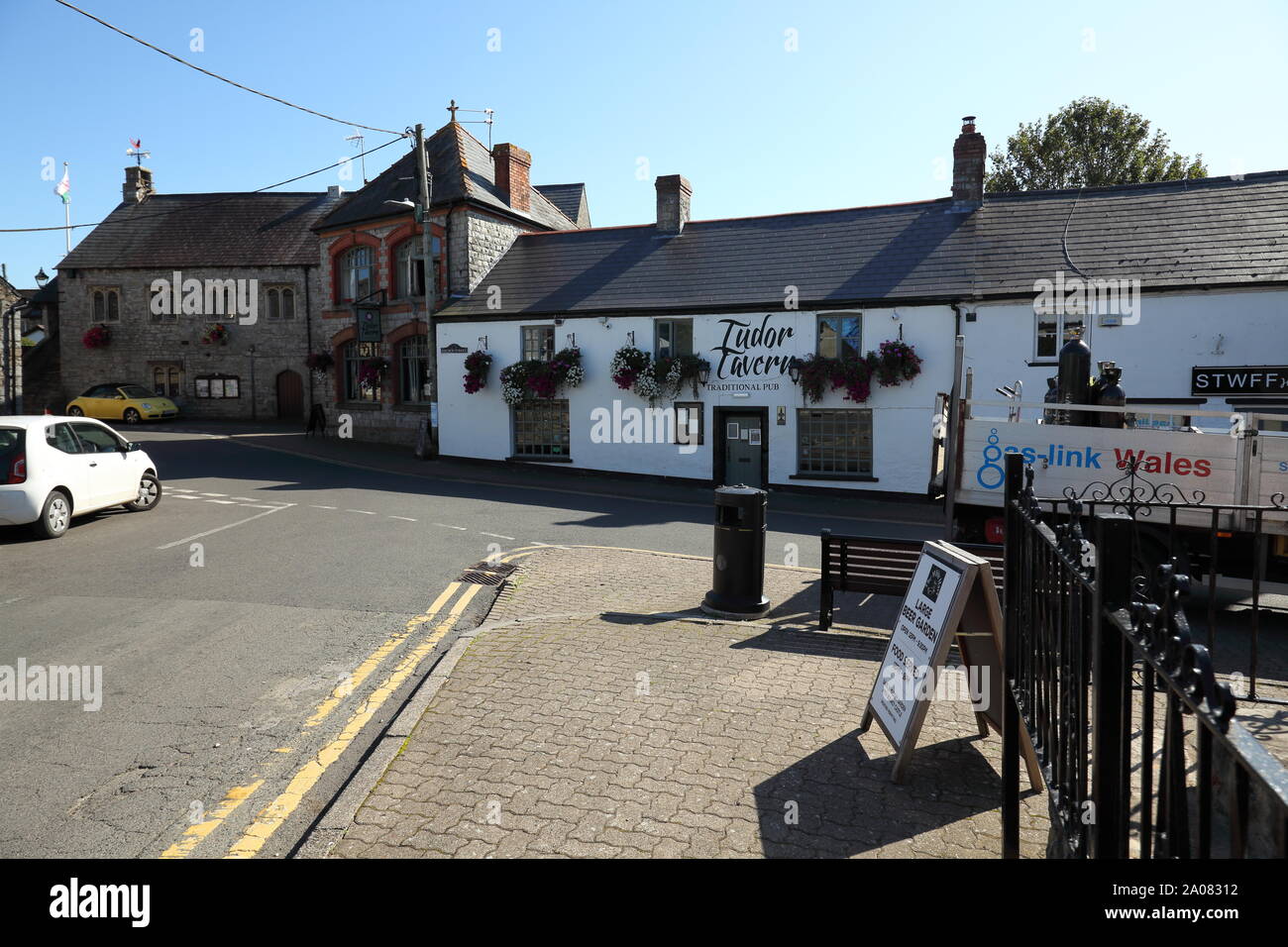The Tudor Tavern in the centre of Llantwit Major town with its rendered