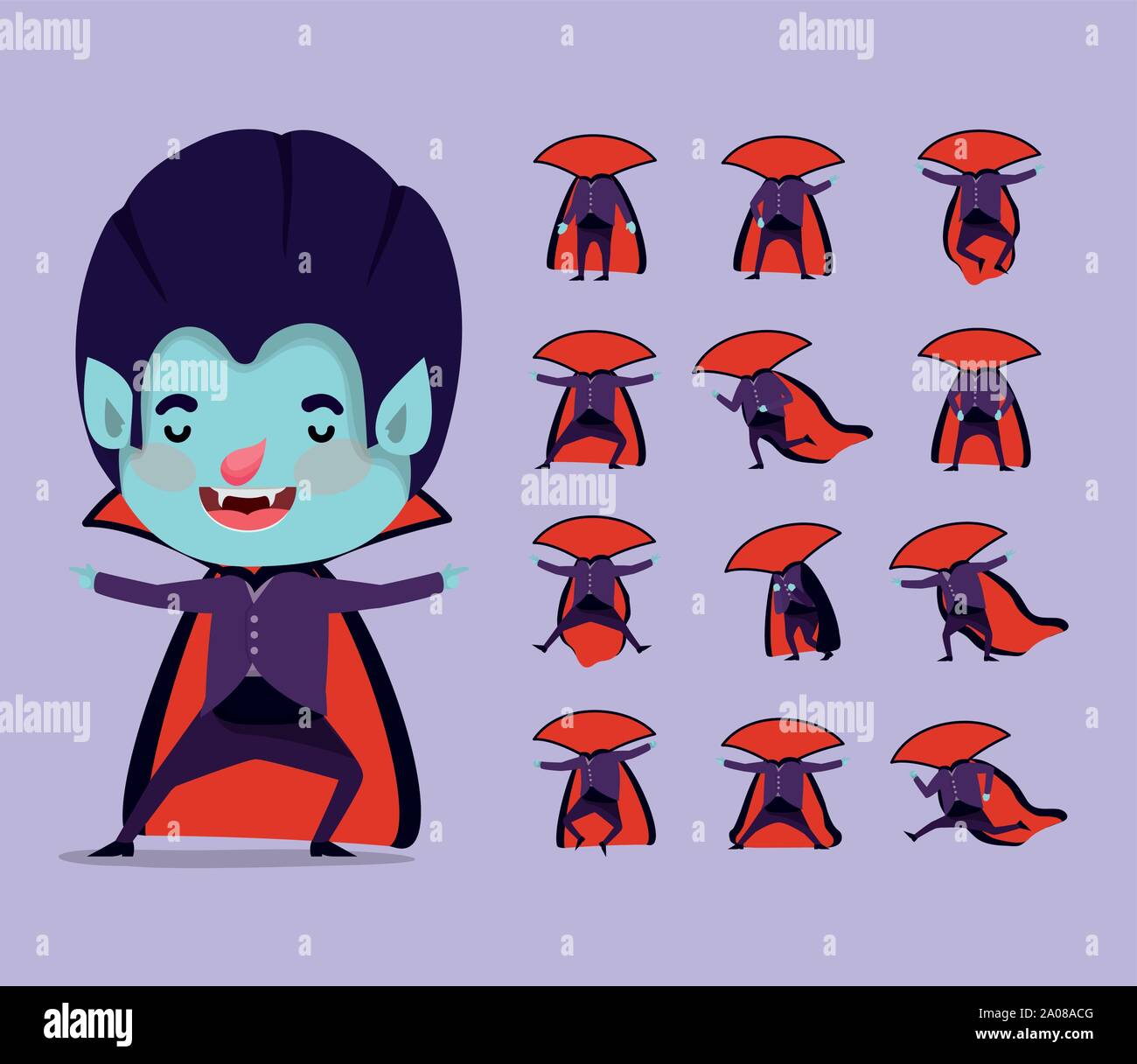 cute little boy with dracula costume and set icons Stock Vector Image ...