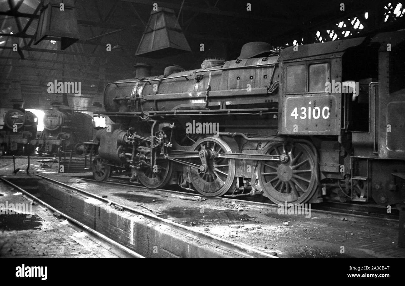 Steam Engine, North Blyth Engine Shed, Loco. 43100, Northumberland c.1965 Stock Photo