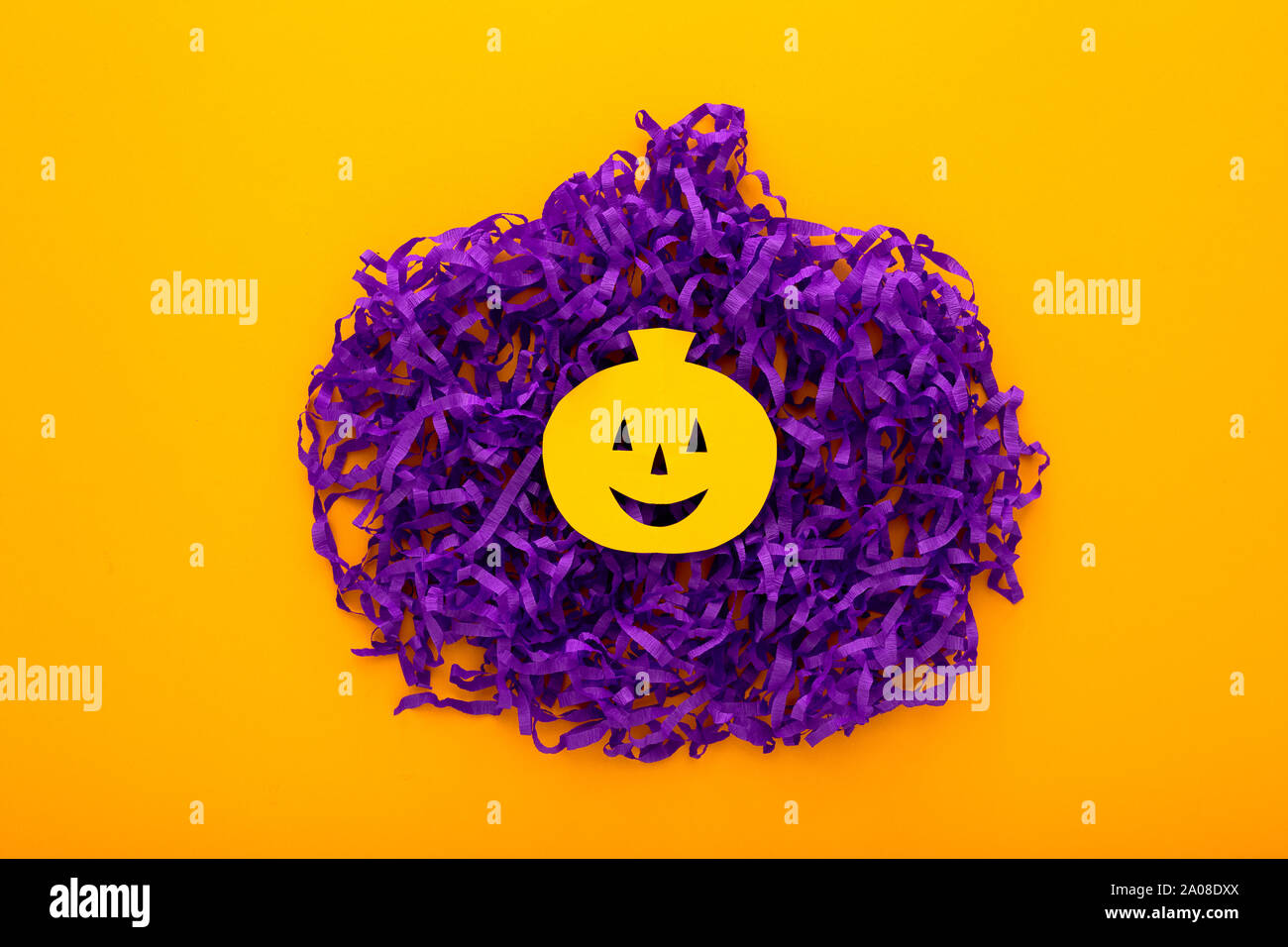 Halloween Background With Decorations Orange Paper Jack O Lantern