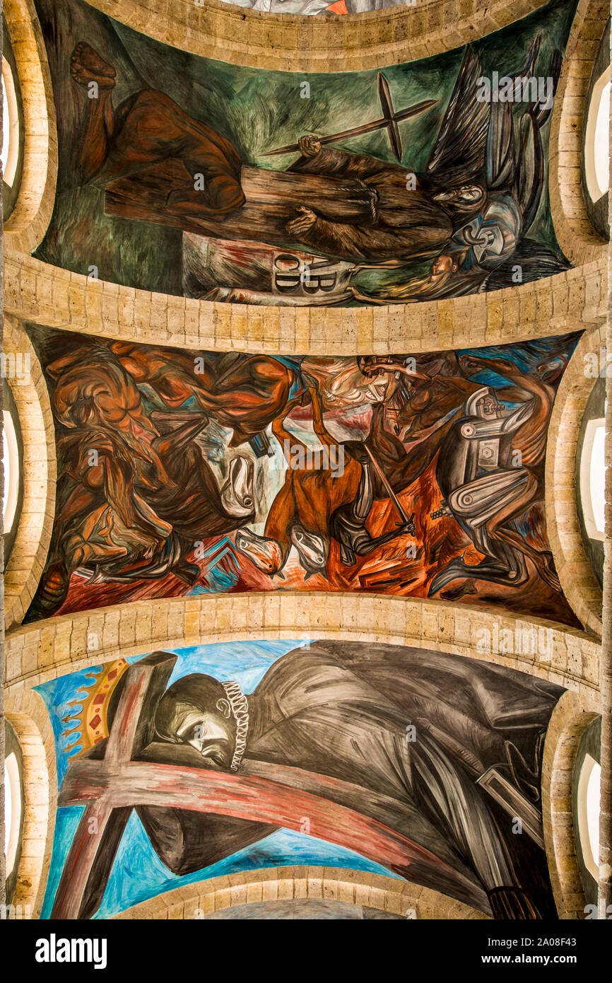 Jose Clemente Orozco paintings in Hospicio Cabanas hospital, UNESCO World Heritage Site Historic Center, Guadalajara, Jalisco, Mexico. Stock Photo