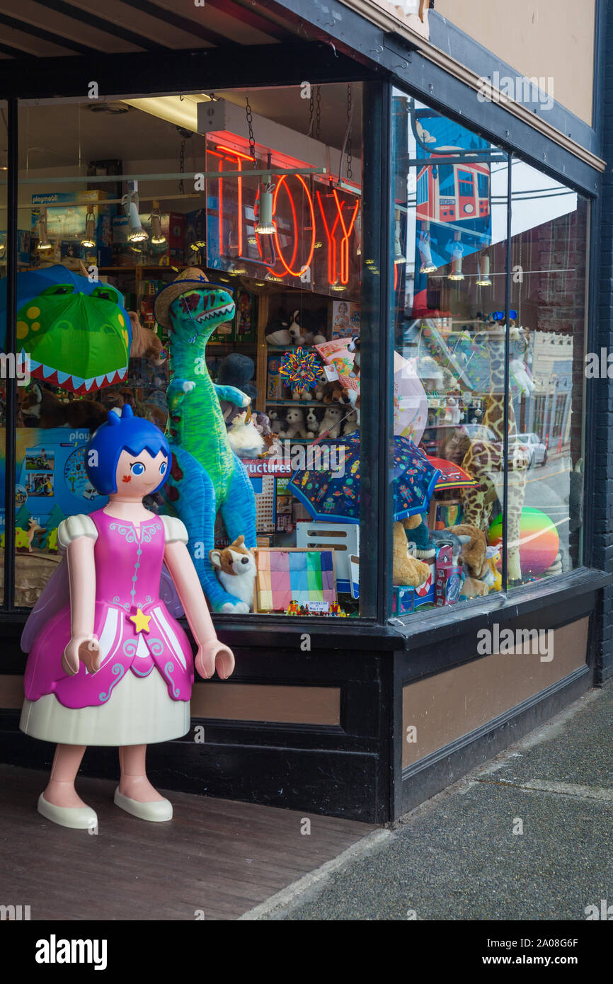 Toy store on Moncton Street in the Village of Steveston in British Columbia Canada Stock Photo