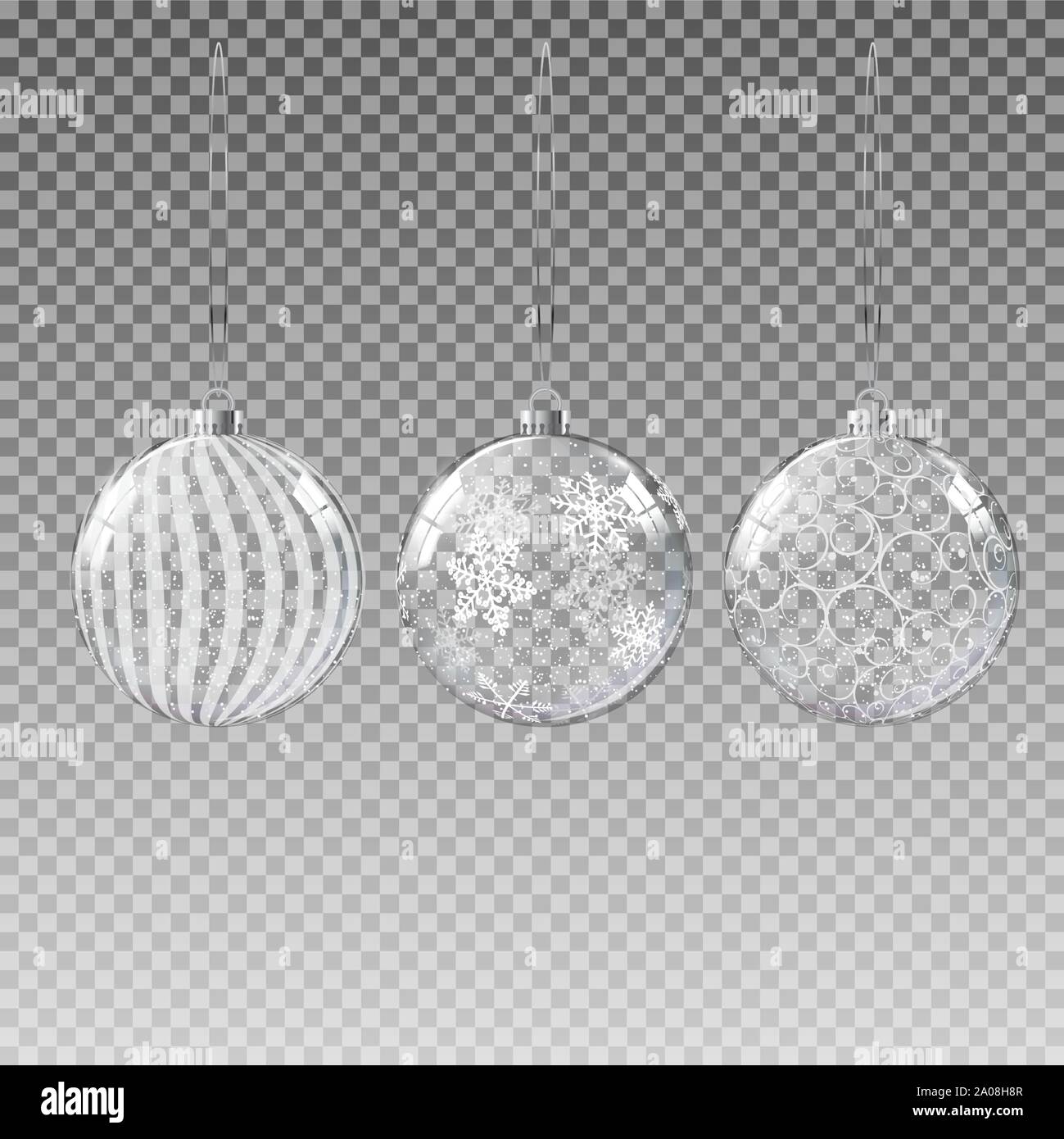 Glass Transparent Christmas Ball with Snow. Vector Illustration Stock ...