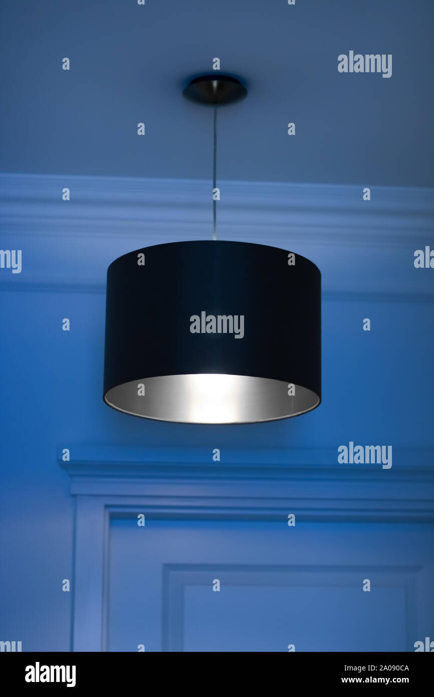Interior design, indoor lamps and electricity concept Silver lamp in