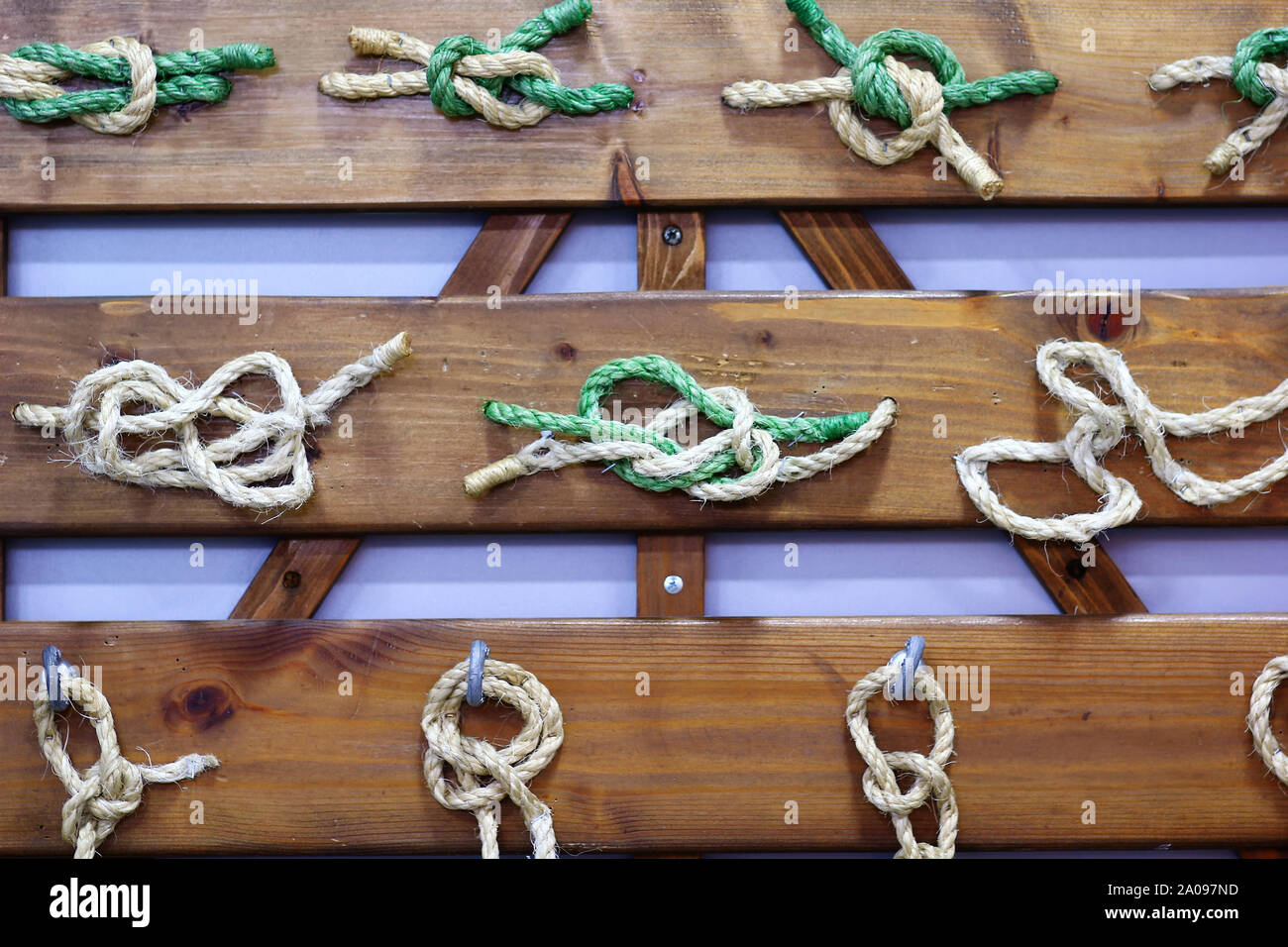 Wooden board with different knot types. DIY idea for schooling Stock Photo  - Alamy