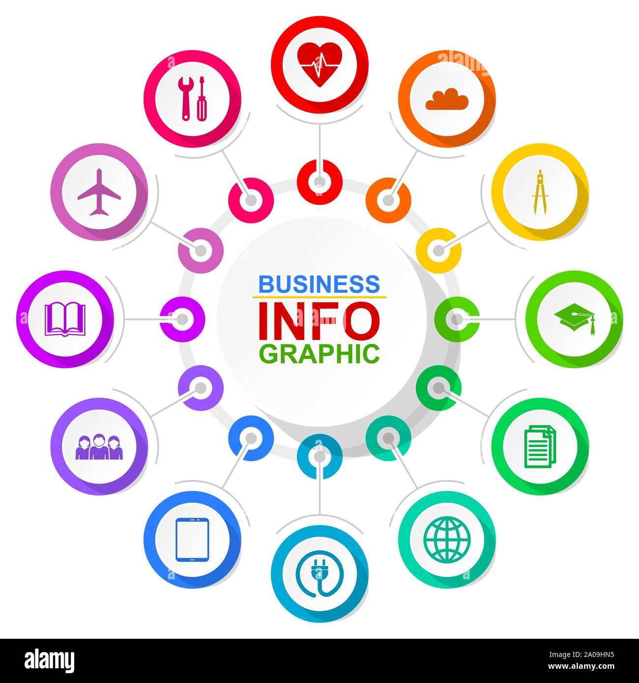 Business vector circular infographic template for presentation in 12 ...