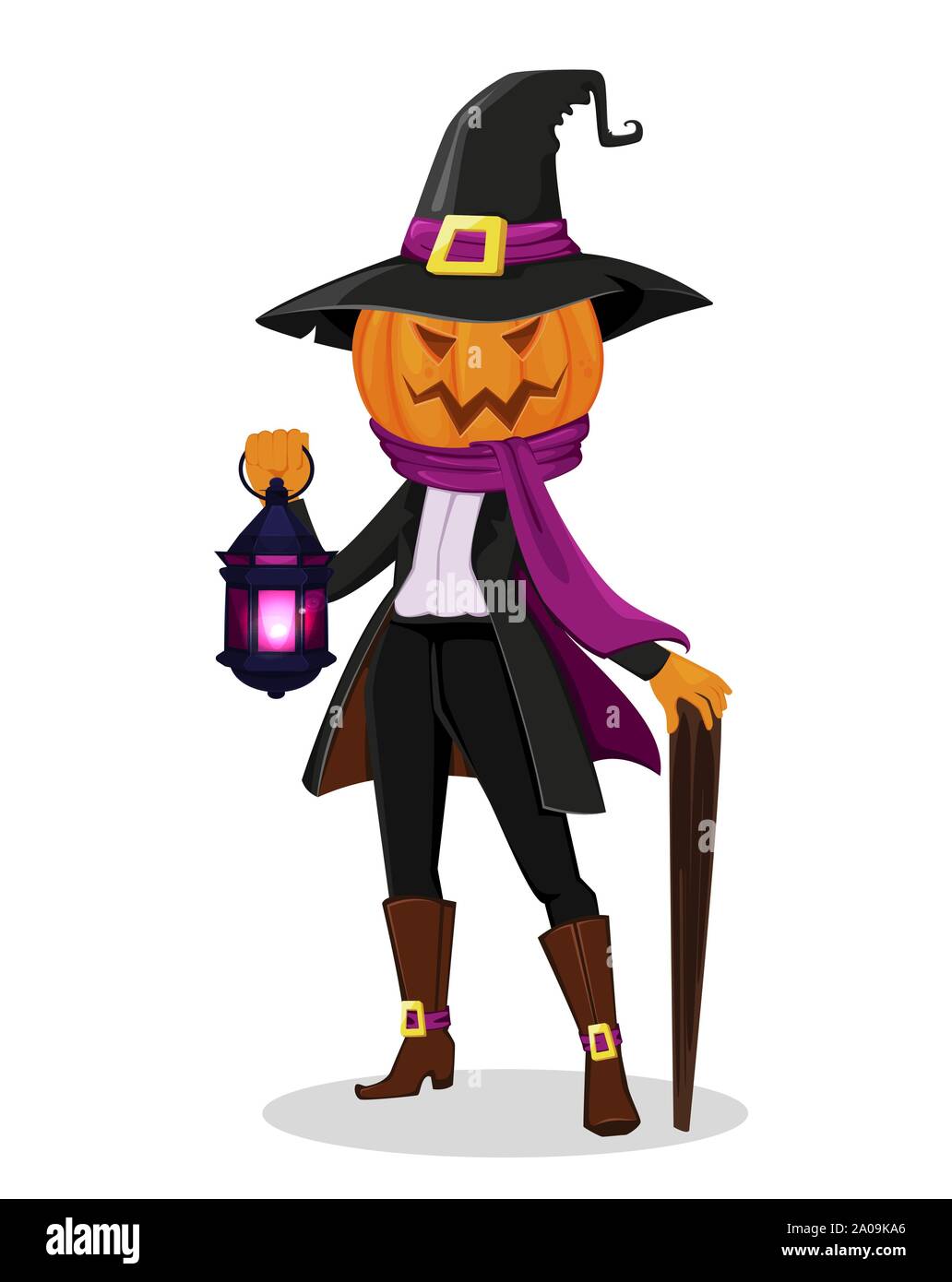 Halloween party invitation. Funny cartoon character Jack O' Lantern ...