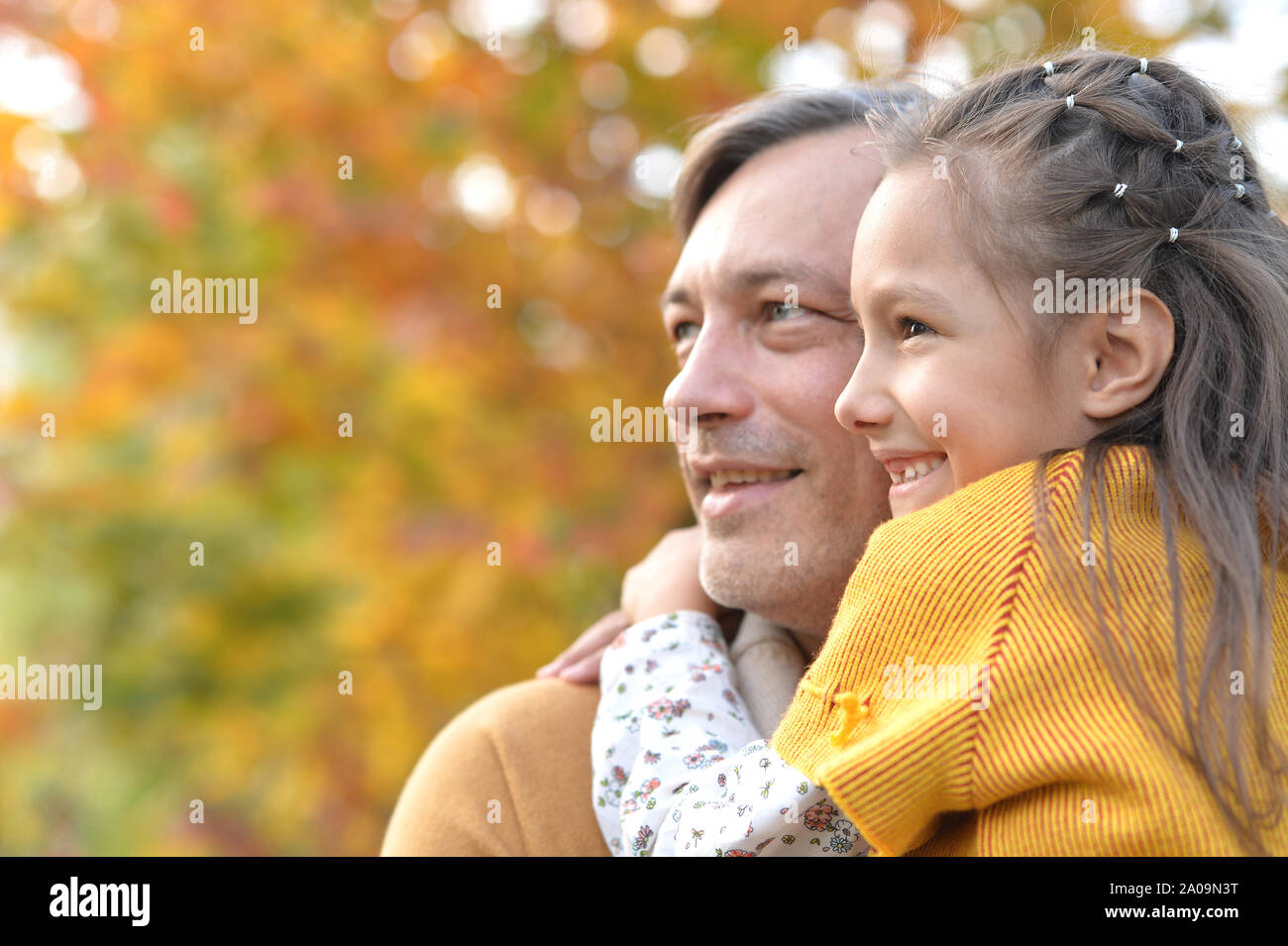 Portrait of a father and daughter having fun outdoors Stock Photo