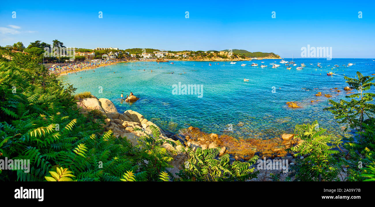Panoramic view of La Fosca Cove. Palamos, Girona province, Catalonia, Spain. Stock Photo
