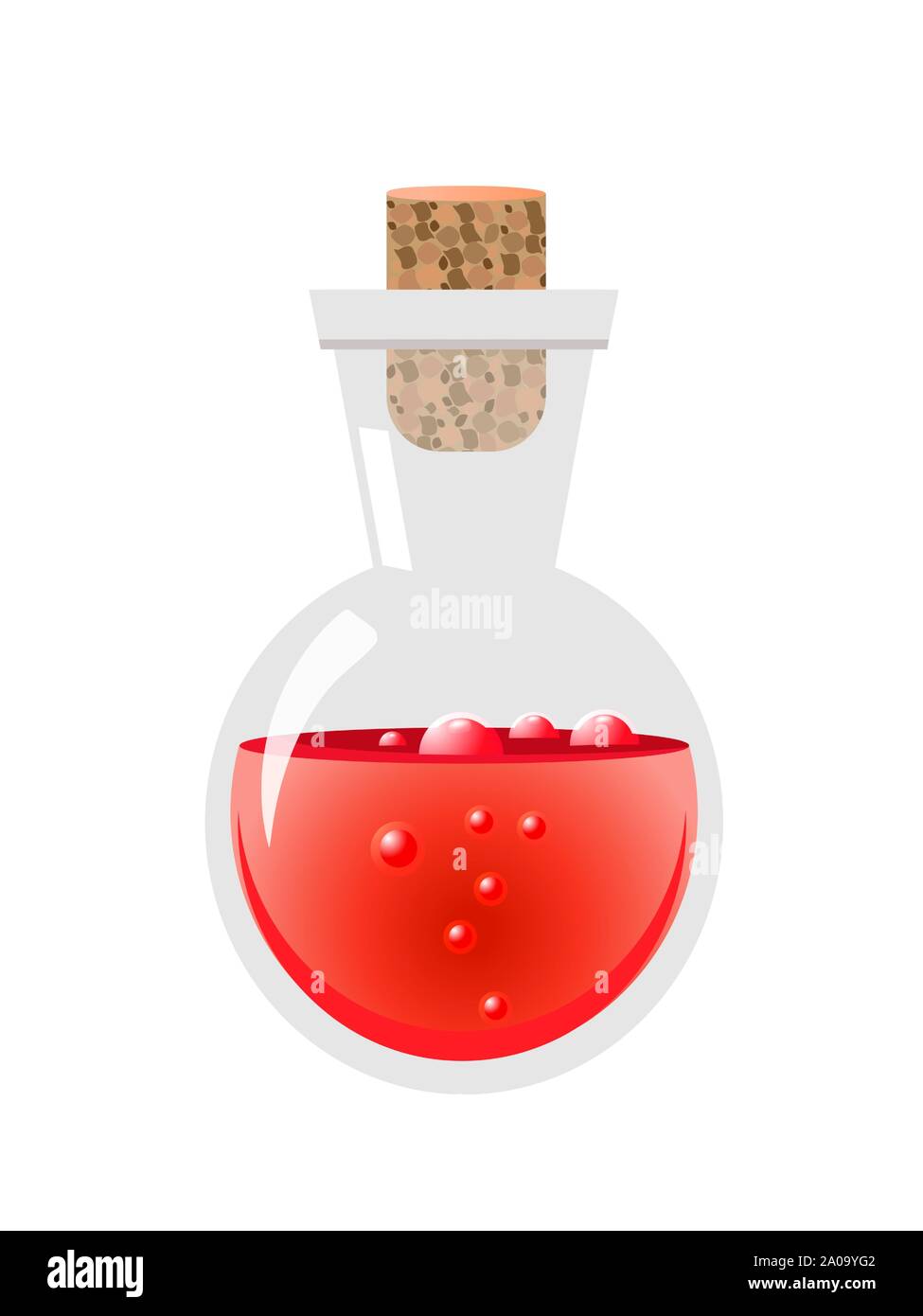 Glass bottle with a magical potion with sparkling multi colored elixir. Stock Vector