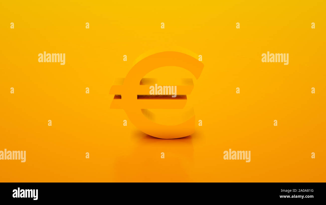 Euro symbol isolated on yellow color background. 3d illustration Stock ...