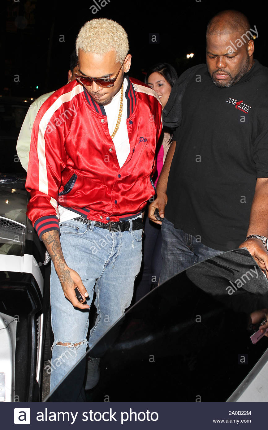Hollywood Ca Rapper Chris Brown Looks Stylish With His Blonde