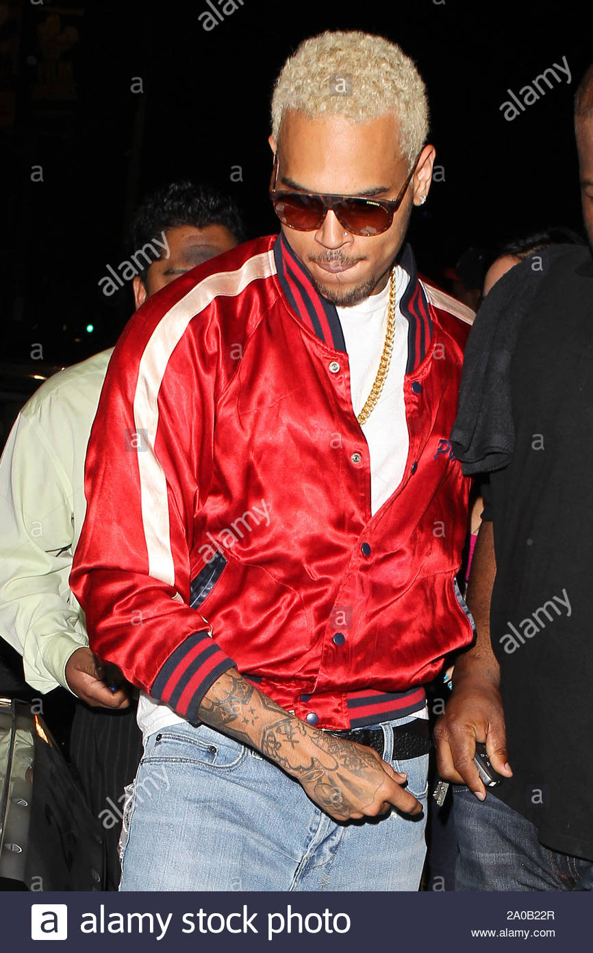 Hollywood Ca Rapper Chris Brown Looks Stylish With His Blonde
