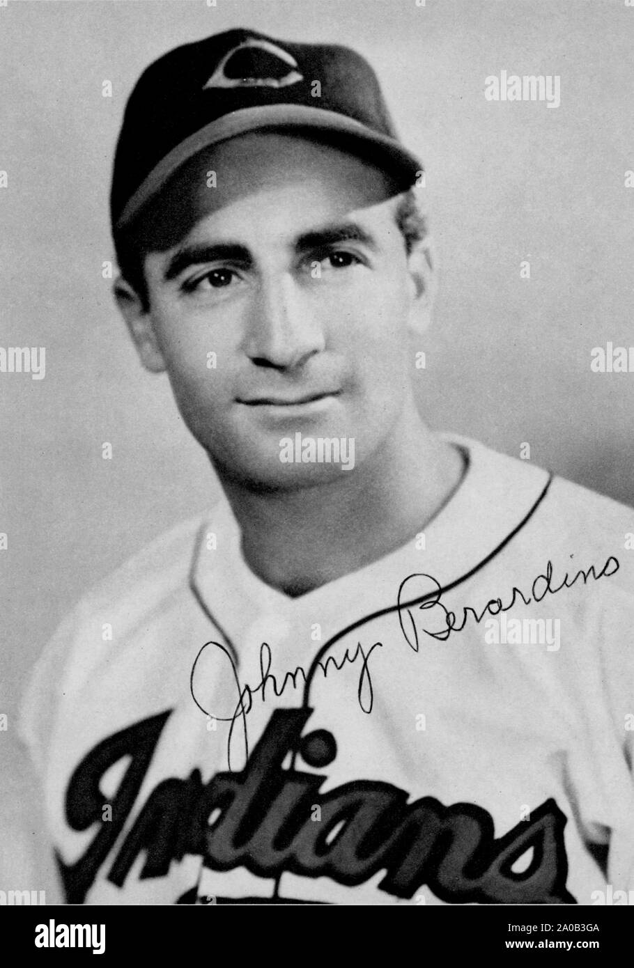 Vintage photograph of baseball player Johnny Beradino who played with the Cleveland Indians in the 1940s and 50s and later became an actor appearing on the hit TV show General Hospital . Stock Photo