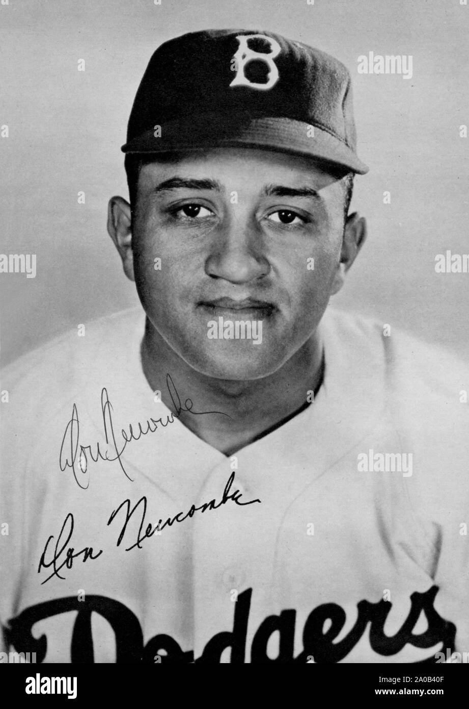 Vintage photograph of baseball player Don Newcombe who pitched with the Brooklyn Dodgers in the 1940s and 50s. . Stock Photo