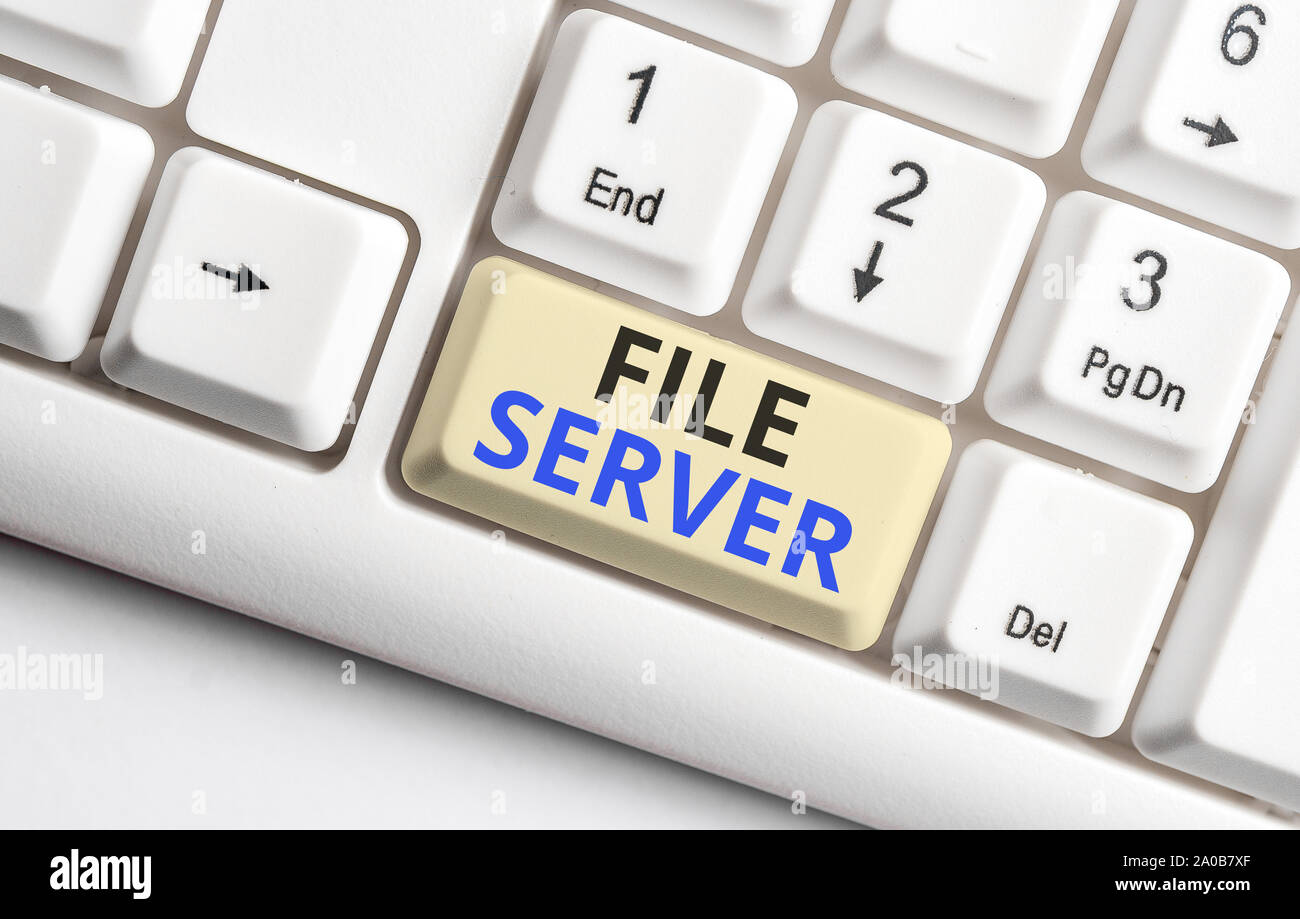File Server Letter Text sign showing File Server. Business photo showcasing device which ...