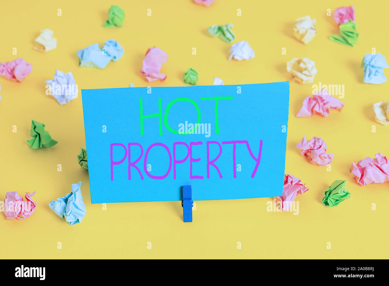 Writing note showing Hot Property. Business concept for Something which