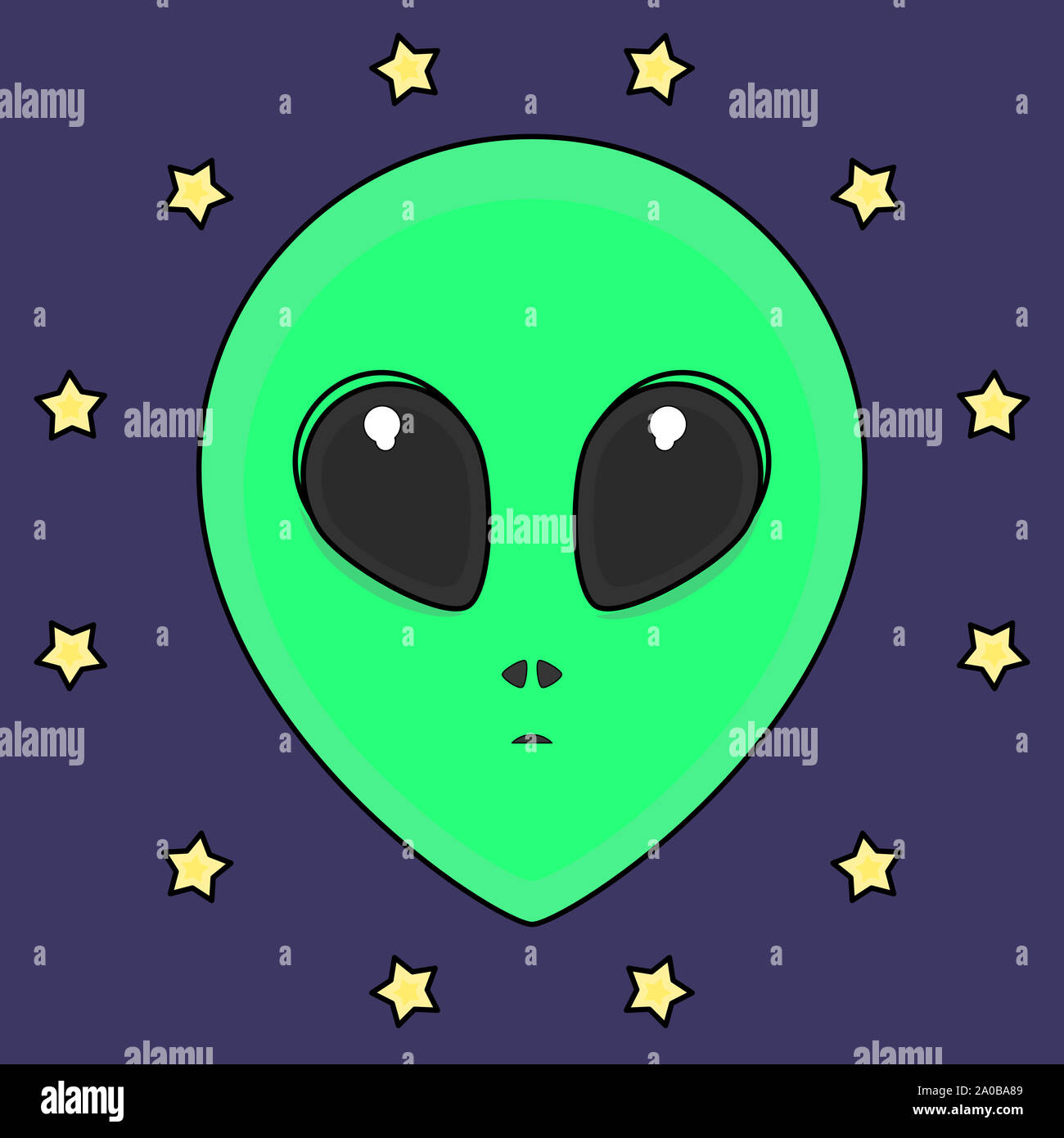 Alien Head In A Stars Circle Stock Photo