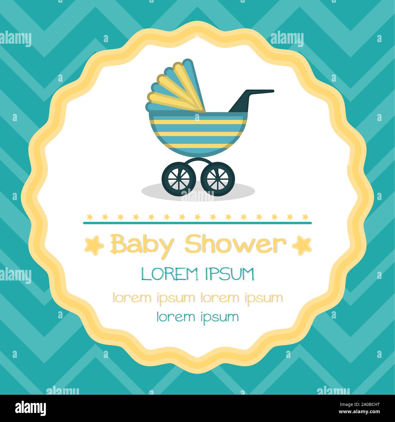 Baby shower card with a baby carriage - Vector Stock Vector Image & Art ...