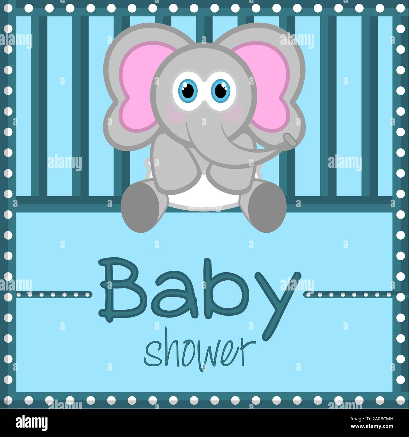 Baby shower card with a cute elephant- Vector Stock Vector Image &amp; Art ...