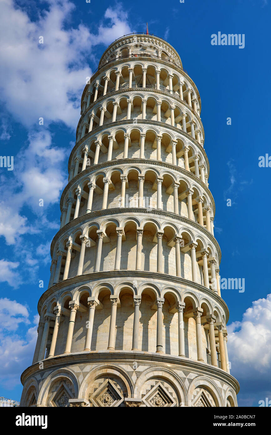 Leaning Tower of Pisa bell tower, Piazza dei Miracoli, Pisa, Italy Stock Photo