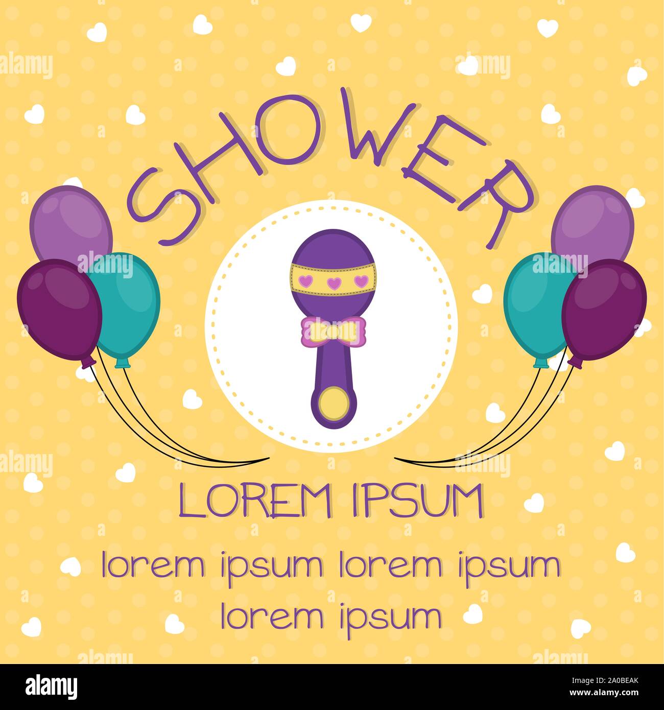 Balloon Rattle Baby shower card with a rattle and balloons - Vector Stock Vector Image ...