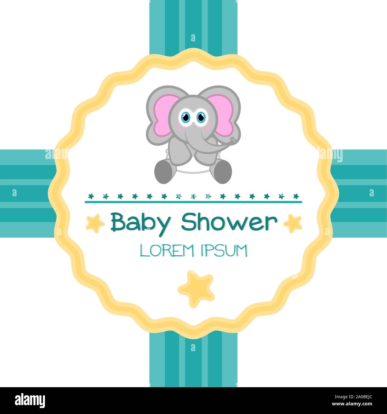 Baby shower card with a cute elephant - Vector Stock Vector Image & Art ...