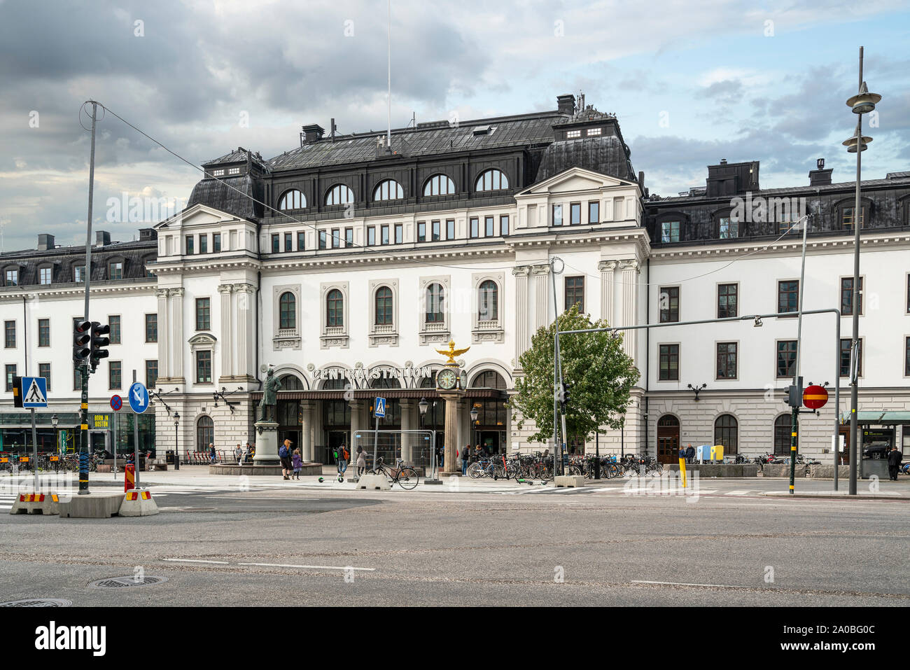 Stockholm, Sweden. September 2019. the outdoor view of the central railway station building Stock Photo