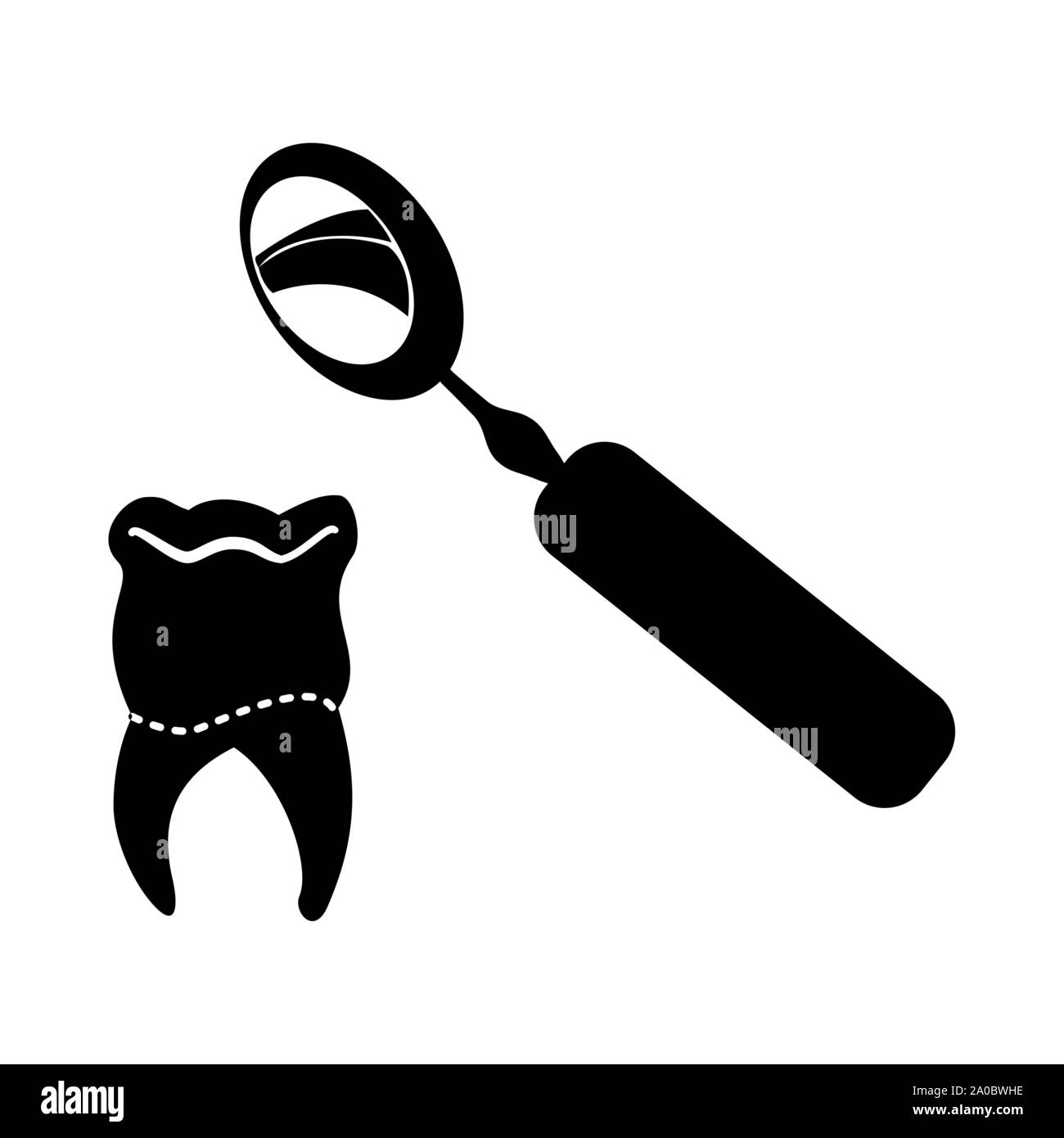 tooth human with dentist mirror vector illustration design Stock Vector