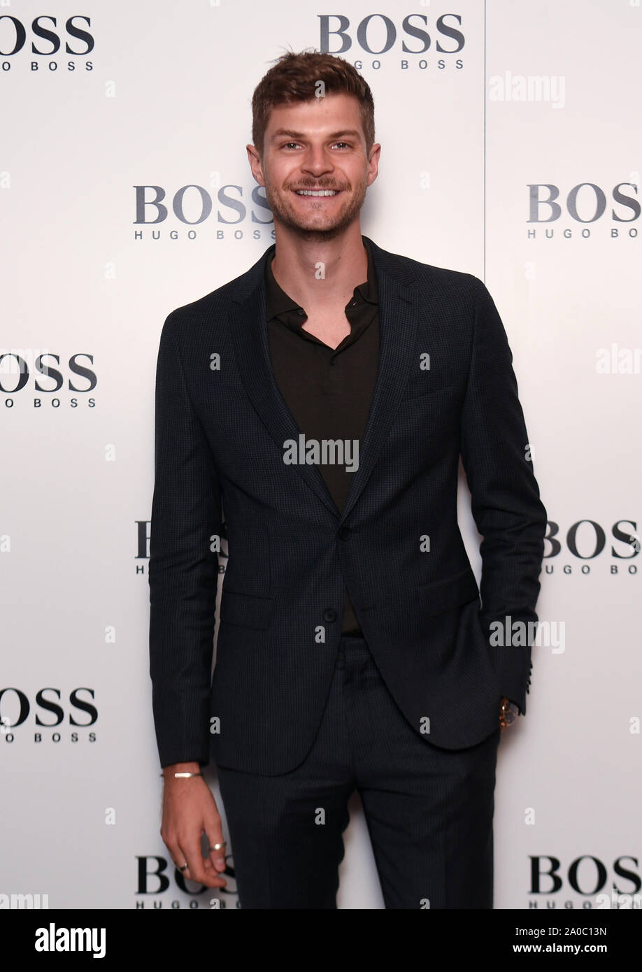Jim Chapman attending the christening ceremony for the Hugo Boss yacht in London. Stock Photo