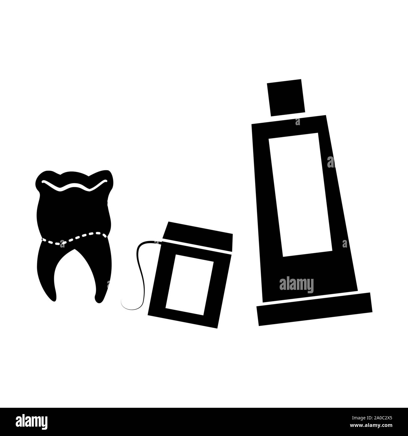dental floss with toothpaste and tooth vector illustration design Stock