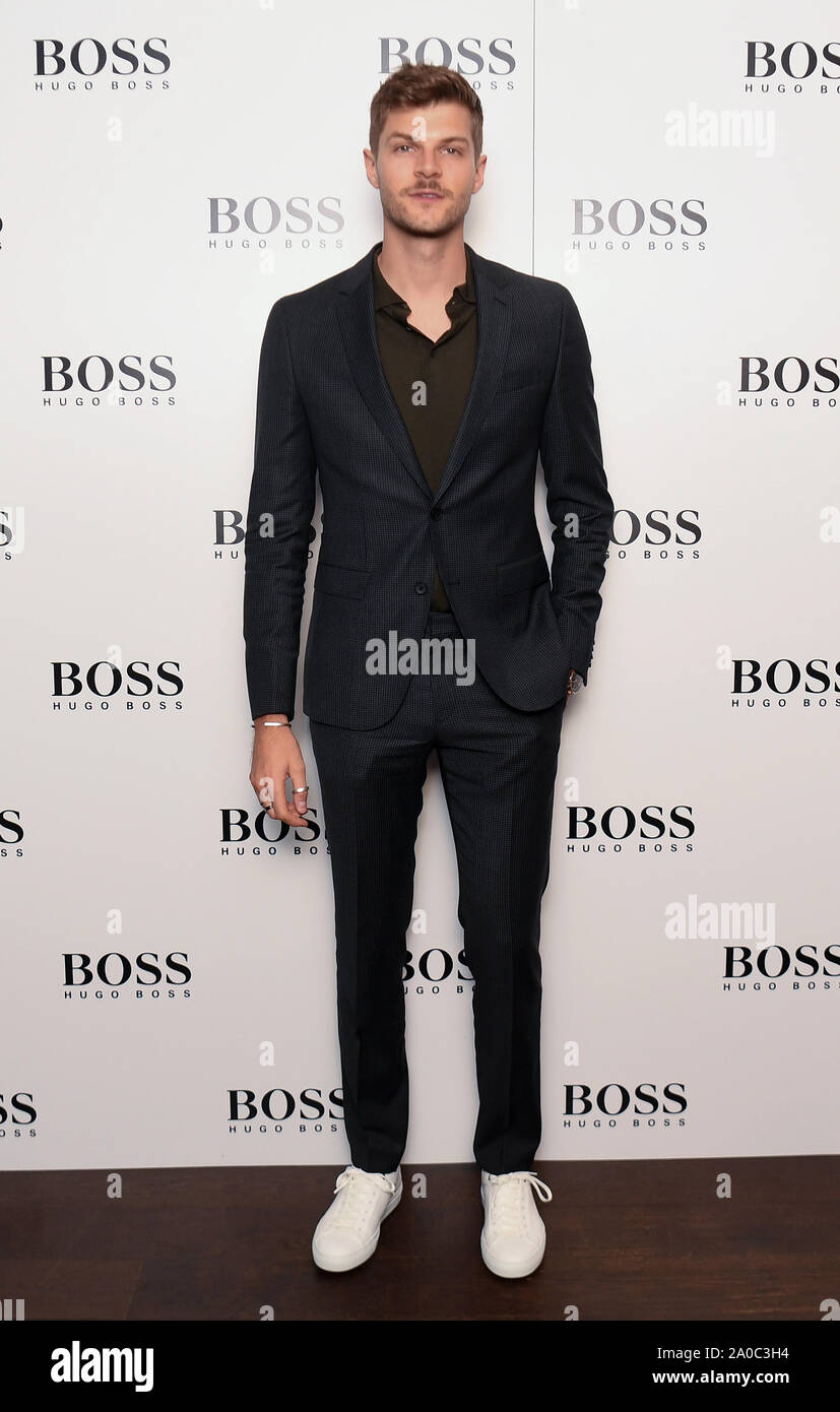 Jim Chapman attending the christening ceremony for the Hugo Boss yacht in London. Stock Photo