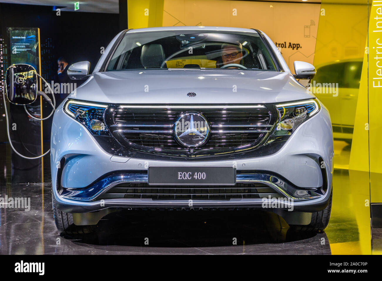 Frankfurt Germany Sept 2019 Silver Mercedes Benz Eqc 400