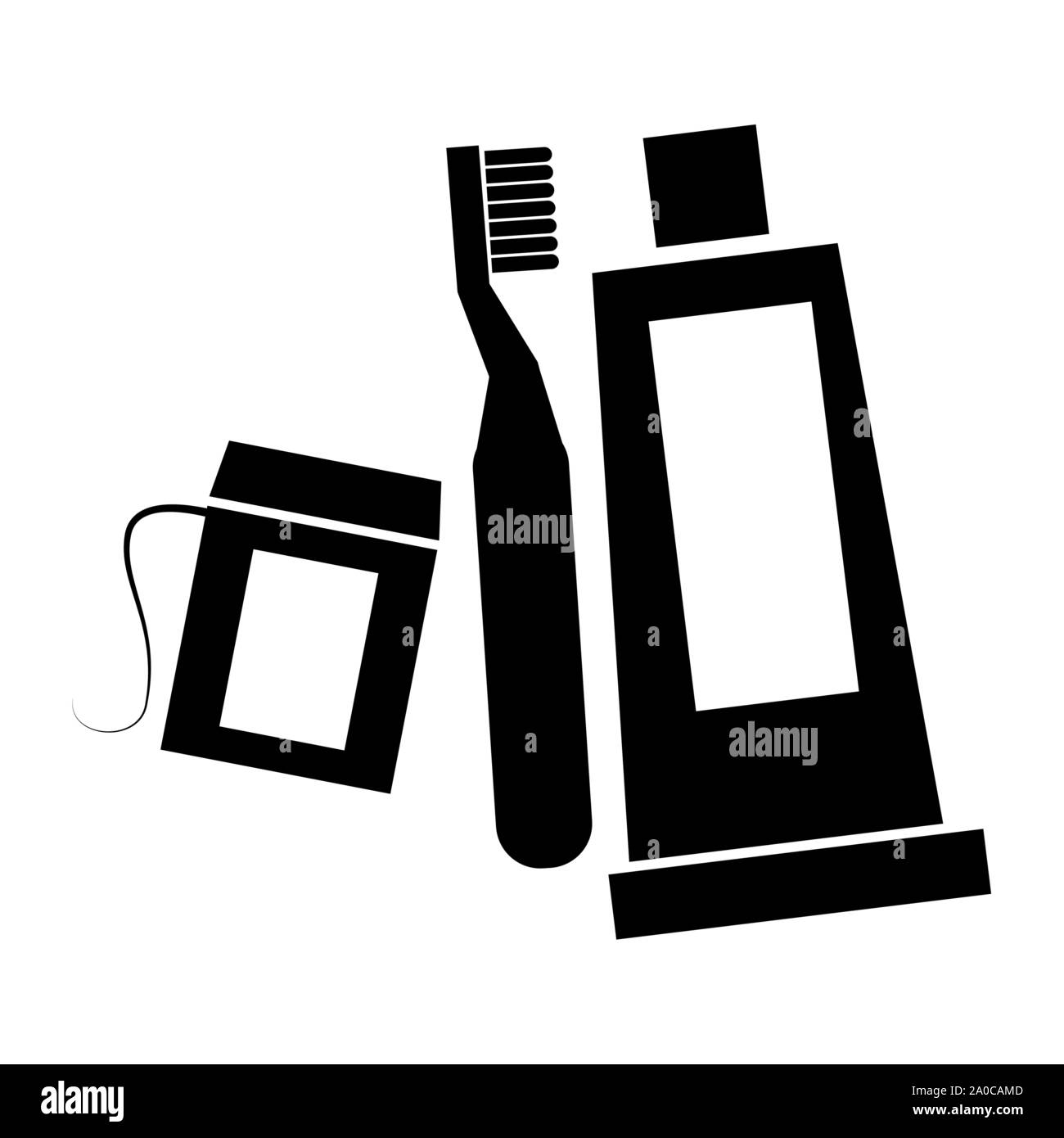 dental floss with toothpaste and brush vector illustration design Stock ...
