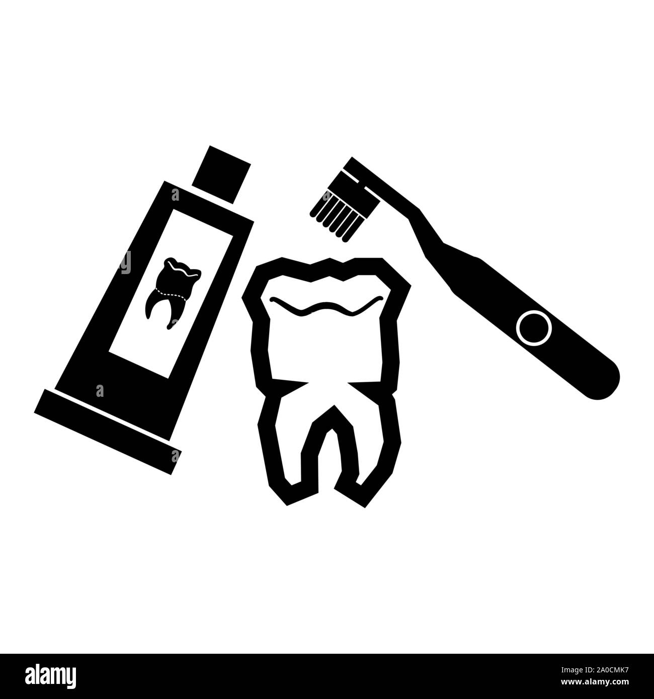 tooth human with brush and tooth paste vector illustration design Stock ...