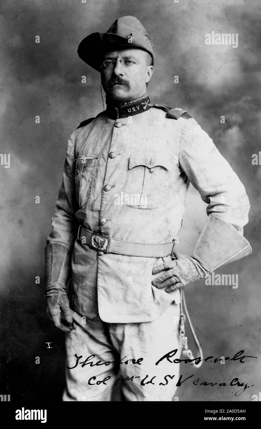 Theodore Roosevelt in military uniform 1898. Stock Photo