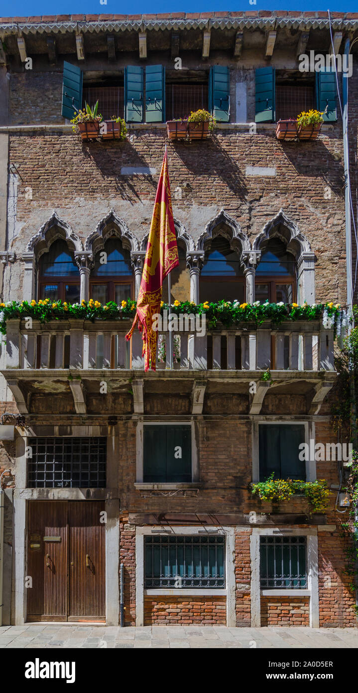 Historic traditional house in Venice, Italy, in a beautiful sunny day
