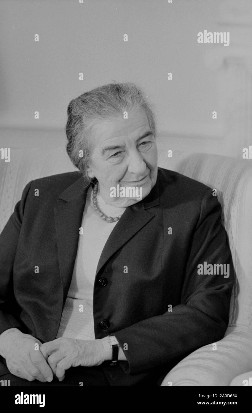 Golda Meir (born Golda Mabovitch; May 3, 1898 – December 8, 1978) was an Israeli teacher, kibbutznik, stateswoman, politician and the fourth Prime Minister of Israel. Stock Photo
