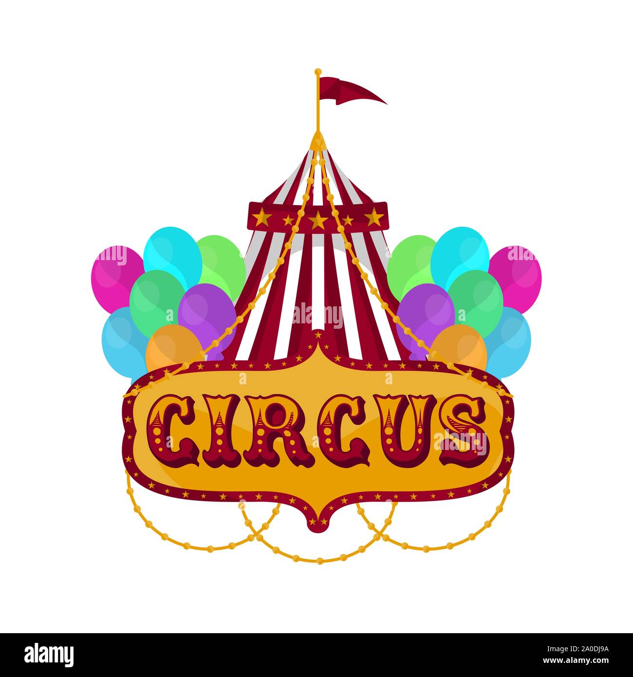 Isolated circus tent with balloons and text - Vector illustration Stock ...