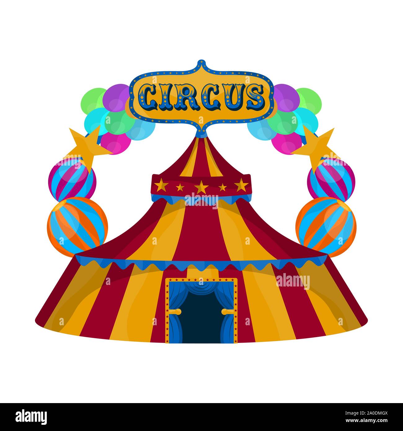 Isolated circus tent with balloons and text - Vector illustration Stock ...