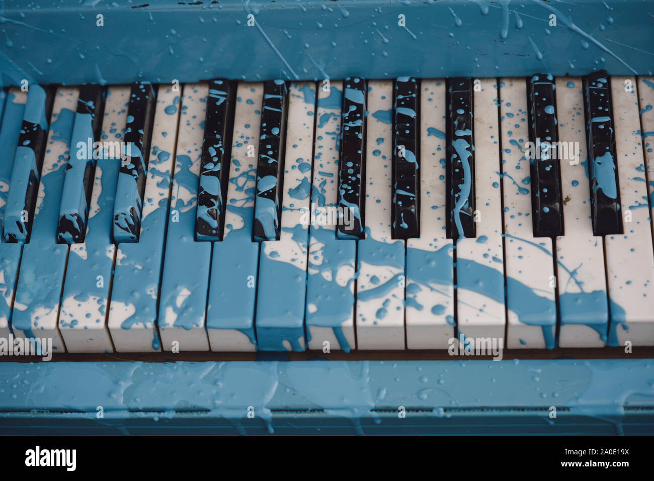 Music academy, jazz, education. Piano in blue paint stain, keyboard. Pop  and classical music, melody, rhapsody. Art, decoration, design, old piano  Pai Stock Photo - Alamy