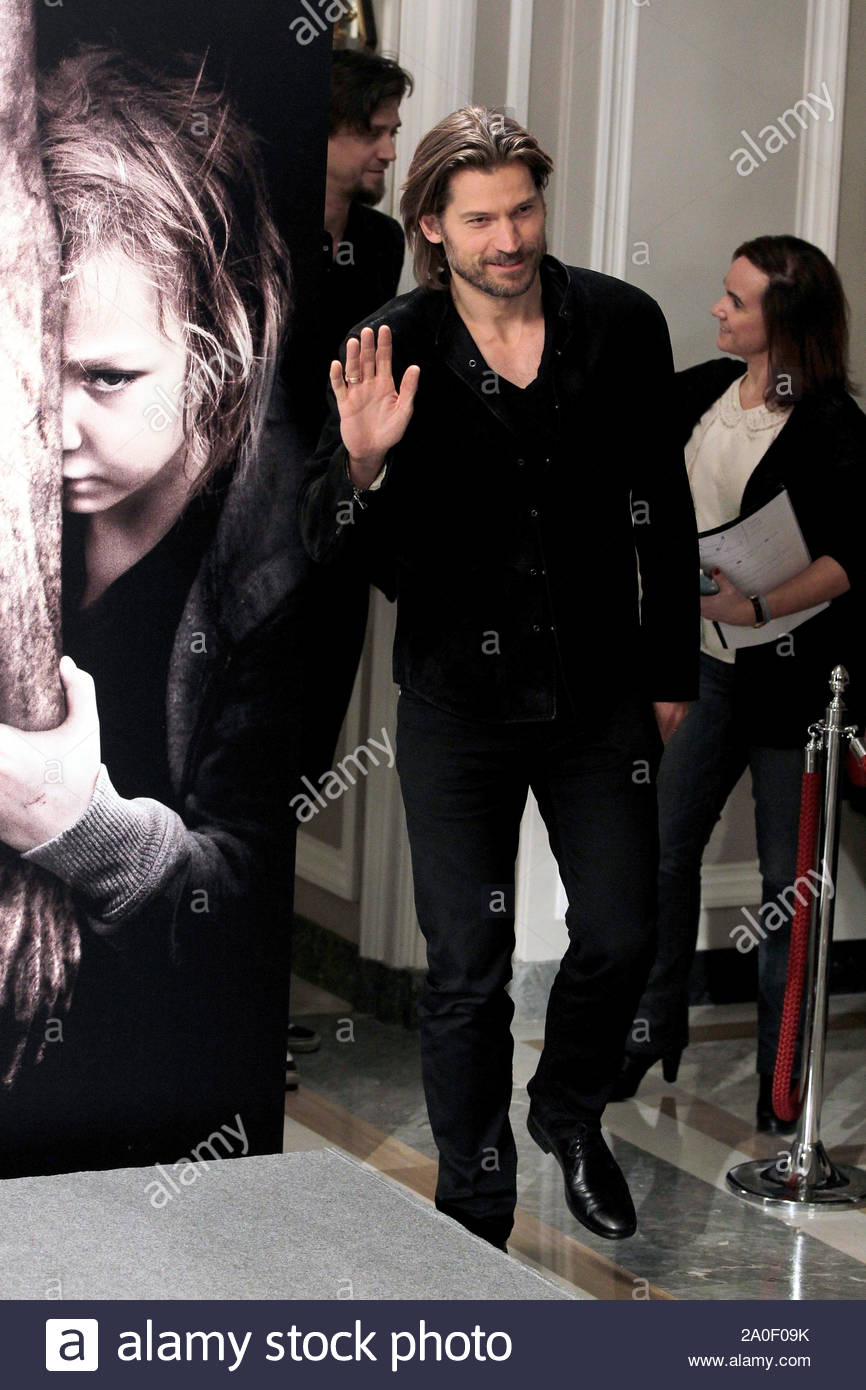 Madrid, Spain - Actor Nikolaj Coster-Waldau attends the “Mama” photo call  in Madrid with director Andy Muschietti and producer Barbara Muschietti.  AKM-GSI February 4, 2013 Stock Photo - Alamy