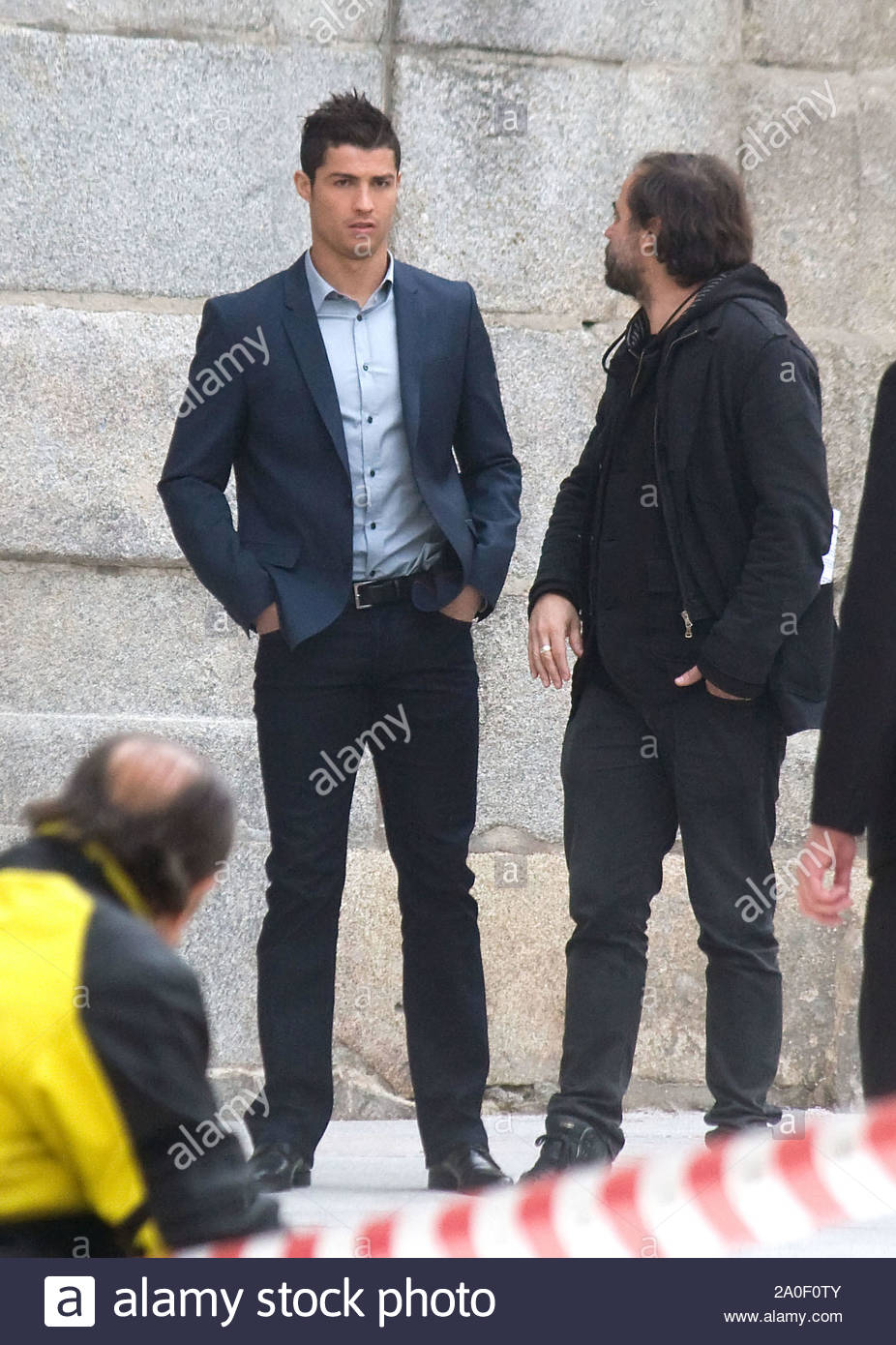 Madrid Spain Portuguese Soccer Player Cristiano Ronaldo Filmed A Commercial For The Espirito Santo Bank In Madrid The Soccer Player Looked Handsome In A Navy Blue Suit With A Light Blue