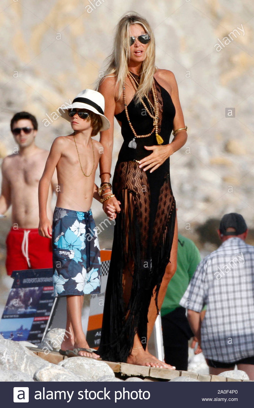 Ibiza Spain Australian Model Elle Macpherson And Her Son